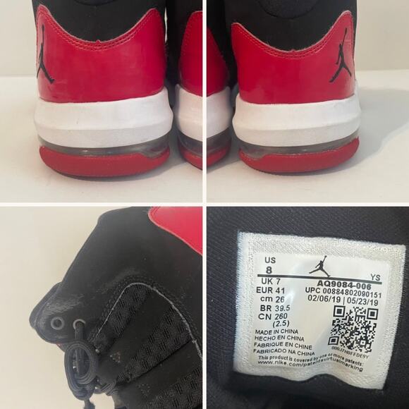 Air Jordan Men’s Max Aura Athletic Shoes AQ9084-006 sz 8 Classic Black Red White main image 11